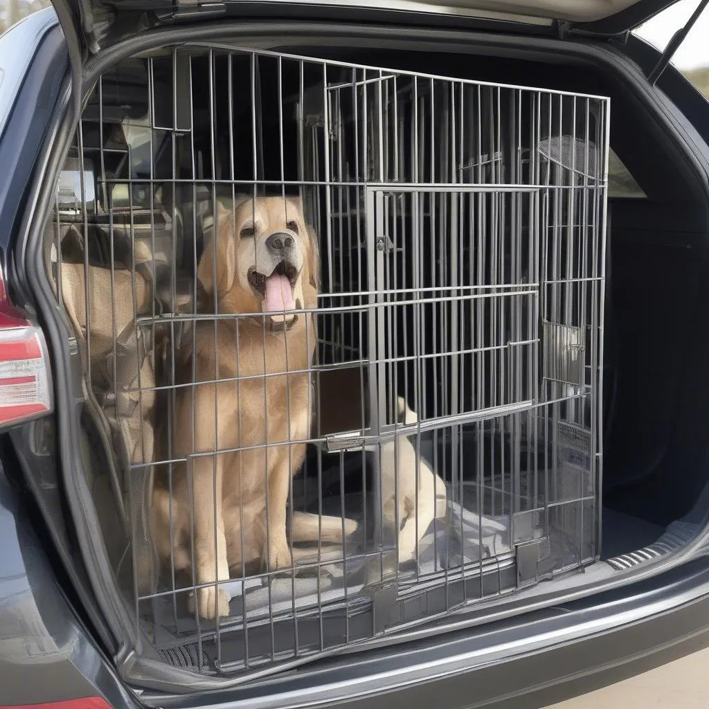 Dog Travel Cage in Back Seat